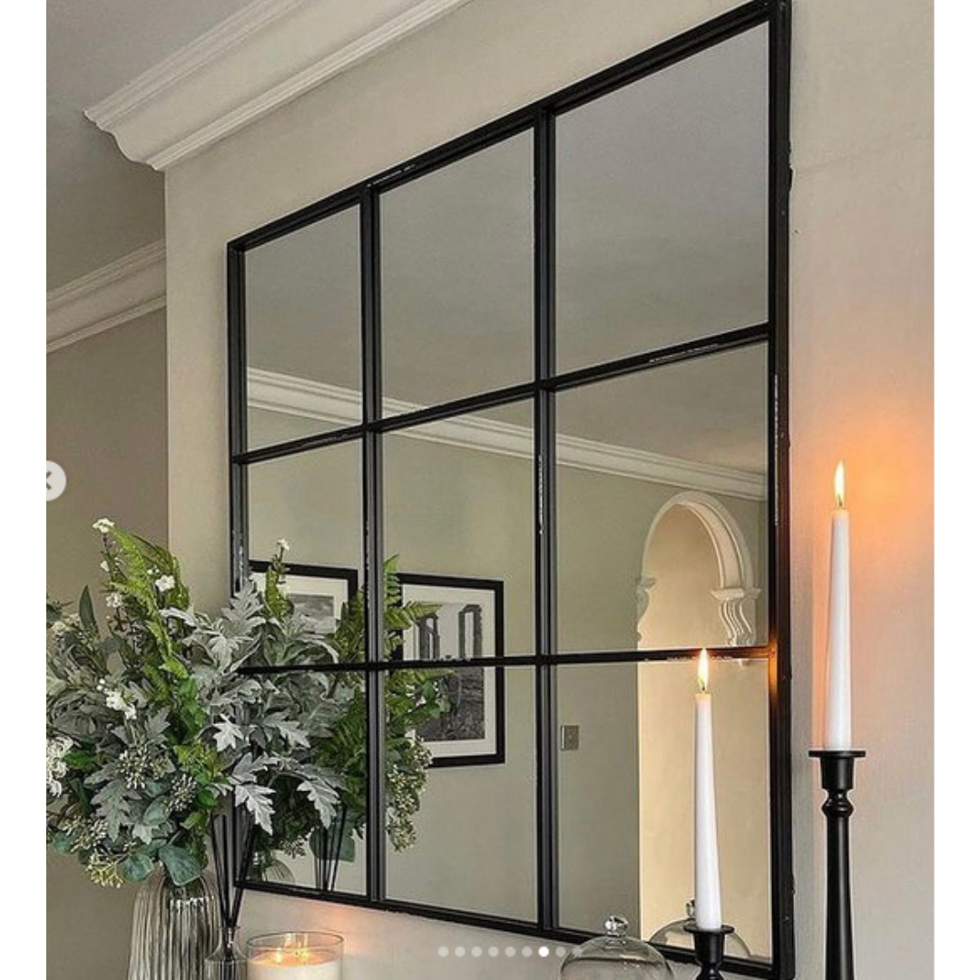 9 Square Black Trim Mirror