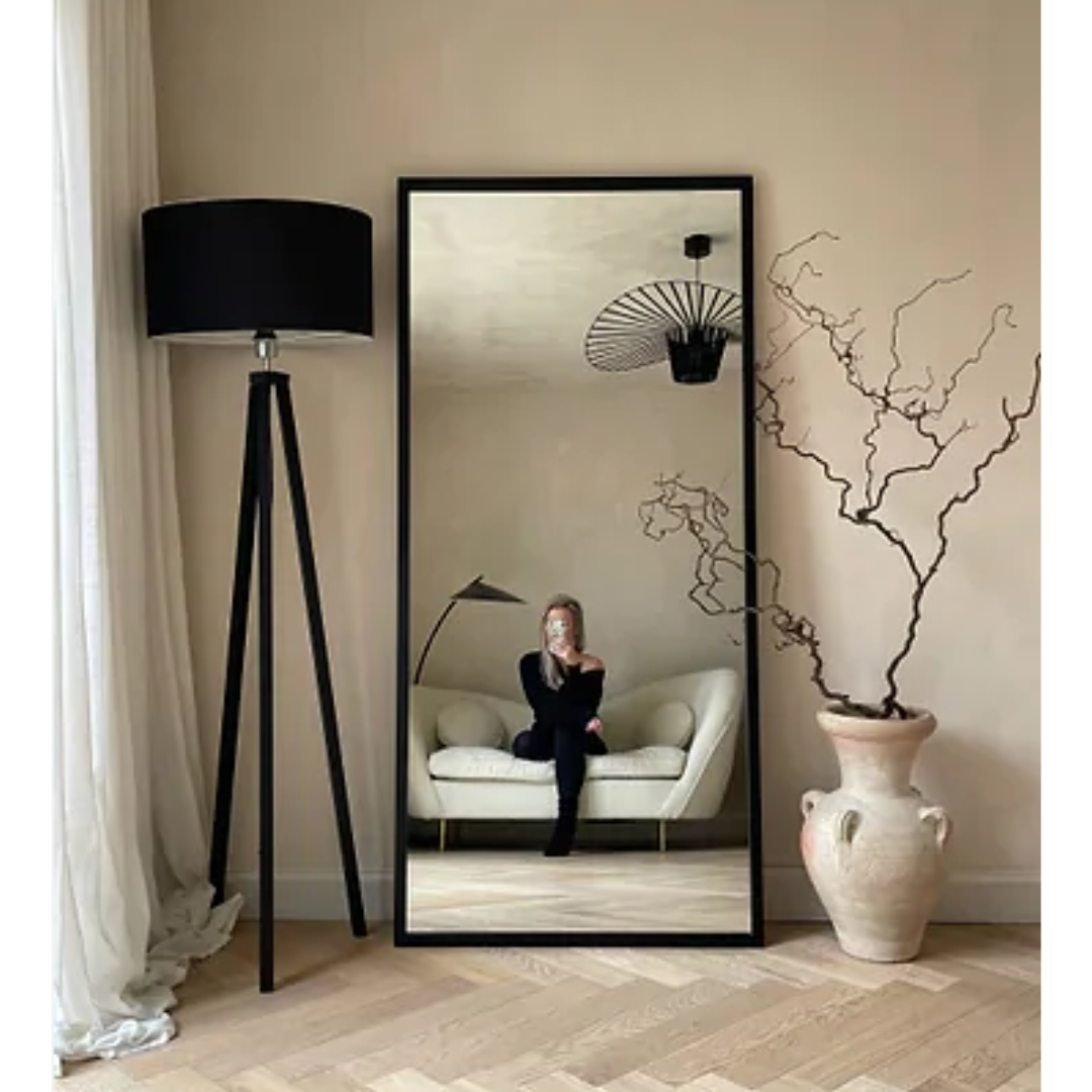 Large Rectangular Black Trim Mirror