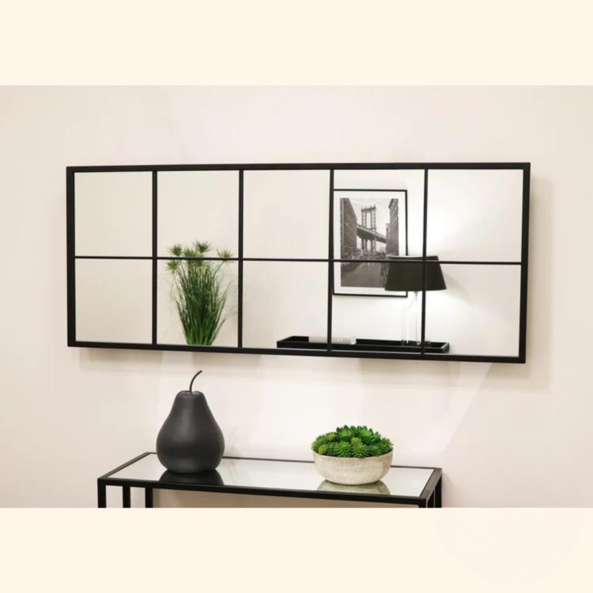 2x5 Black Trim Grid Mirror