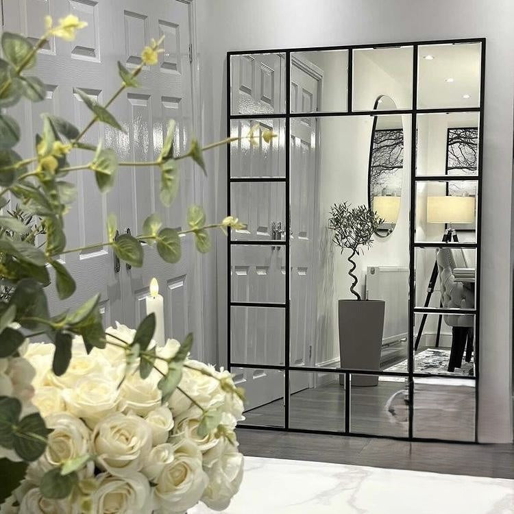 Extra Large Metal Grid Designer Wall Mirror