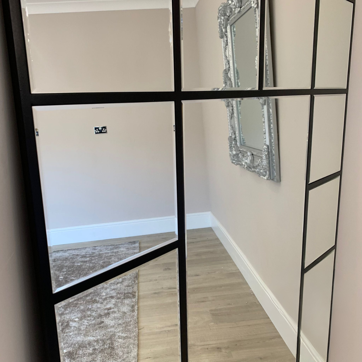 Extra Large Metal Grid Designer Wall Mirror