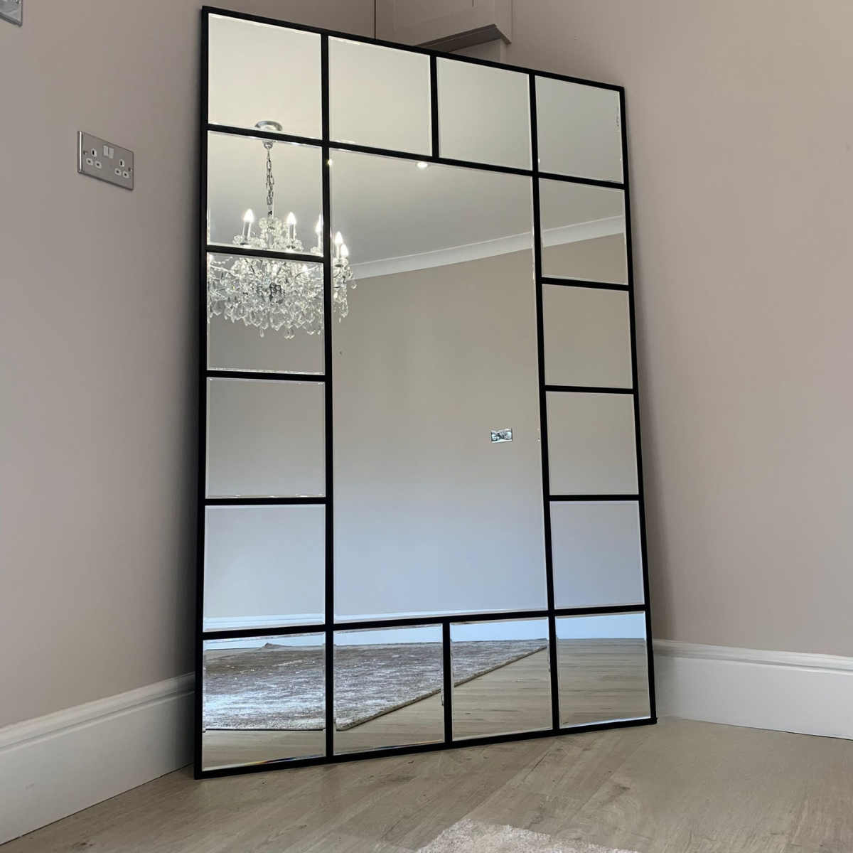 Extra Large Metal Grid Designer Wall Mirror