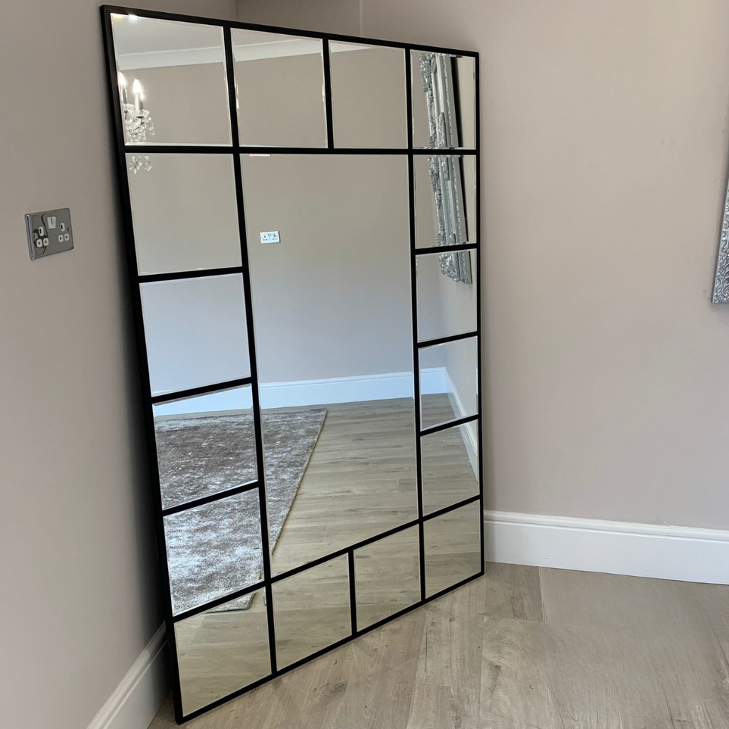Extra Large Metal Grid Designer Wall Mirror