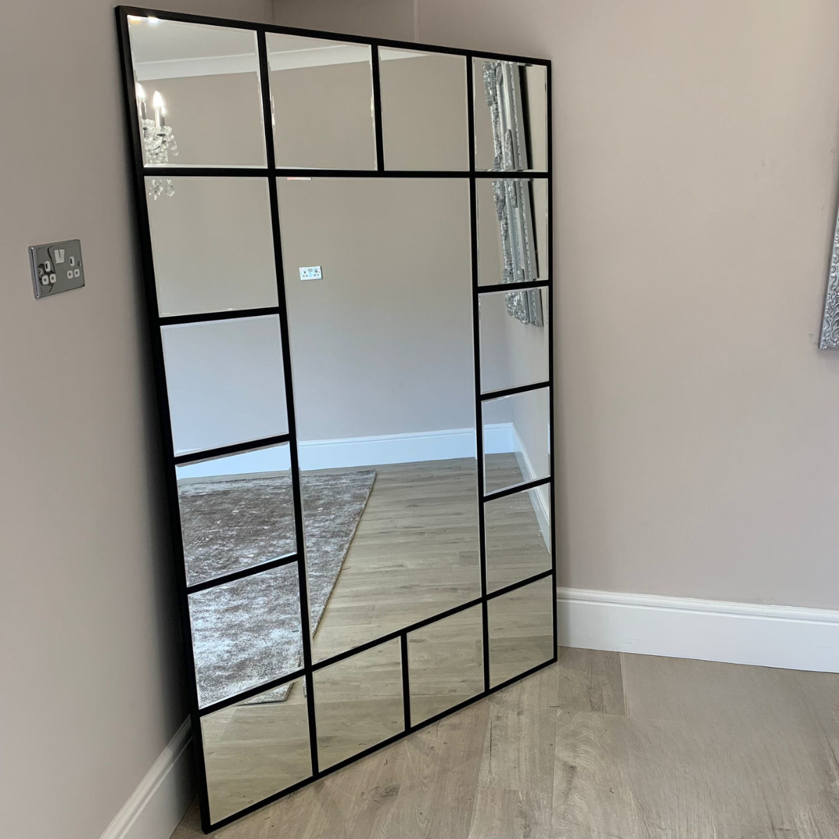 Extra Large Metal Grid Designer Wall Mirror