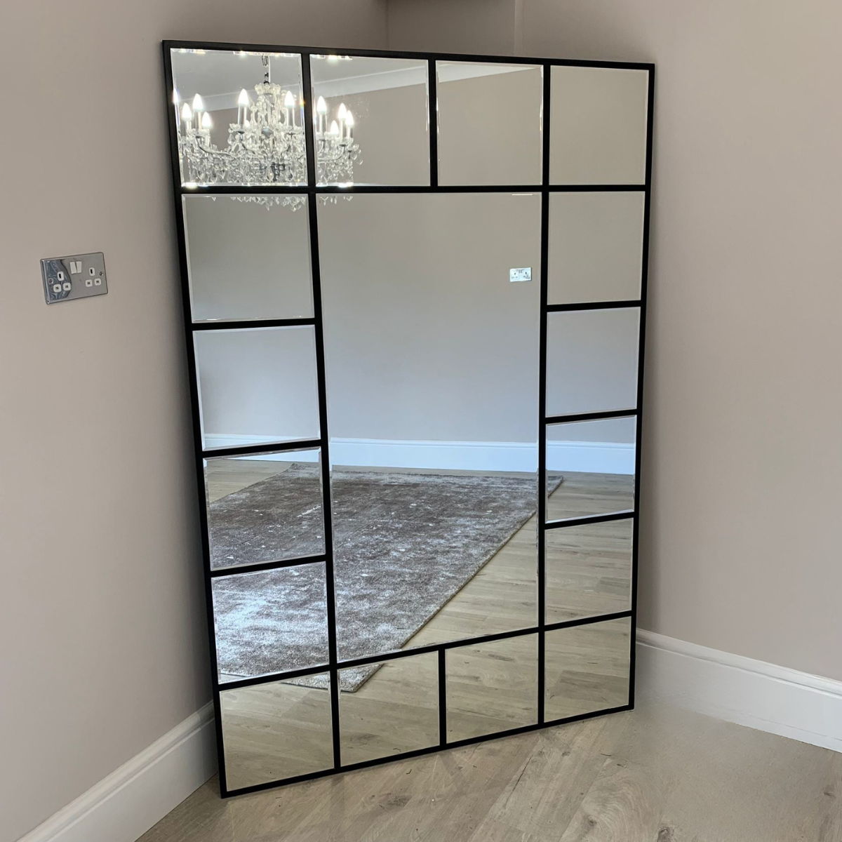 Extra Large Metal Grid Designer Wall Mirror