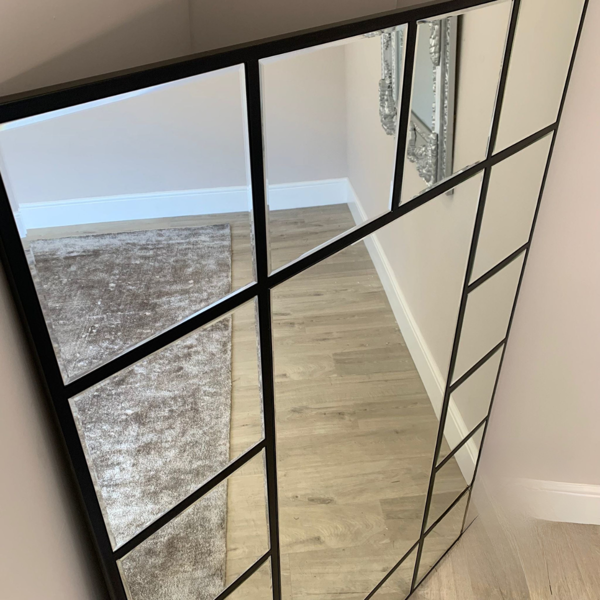 Extra Large Metal Grid Designer Wall Mirror