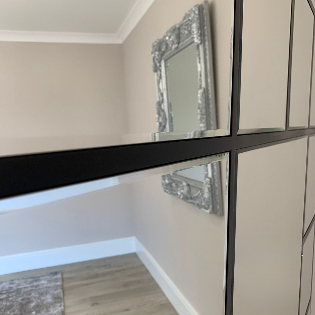 Extra Large Metal Grid Designer Wall Mirror