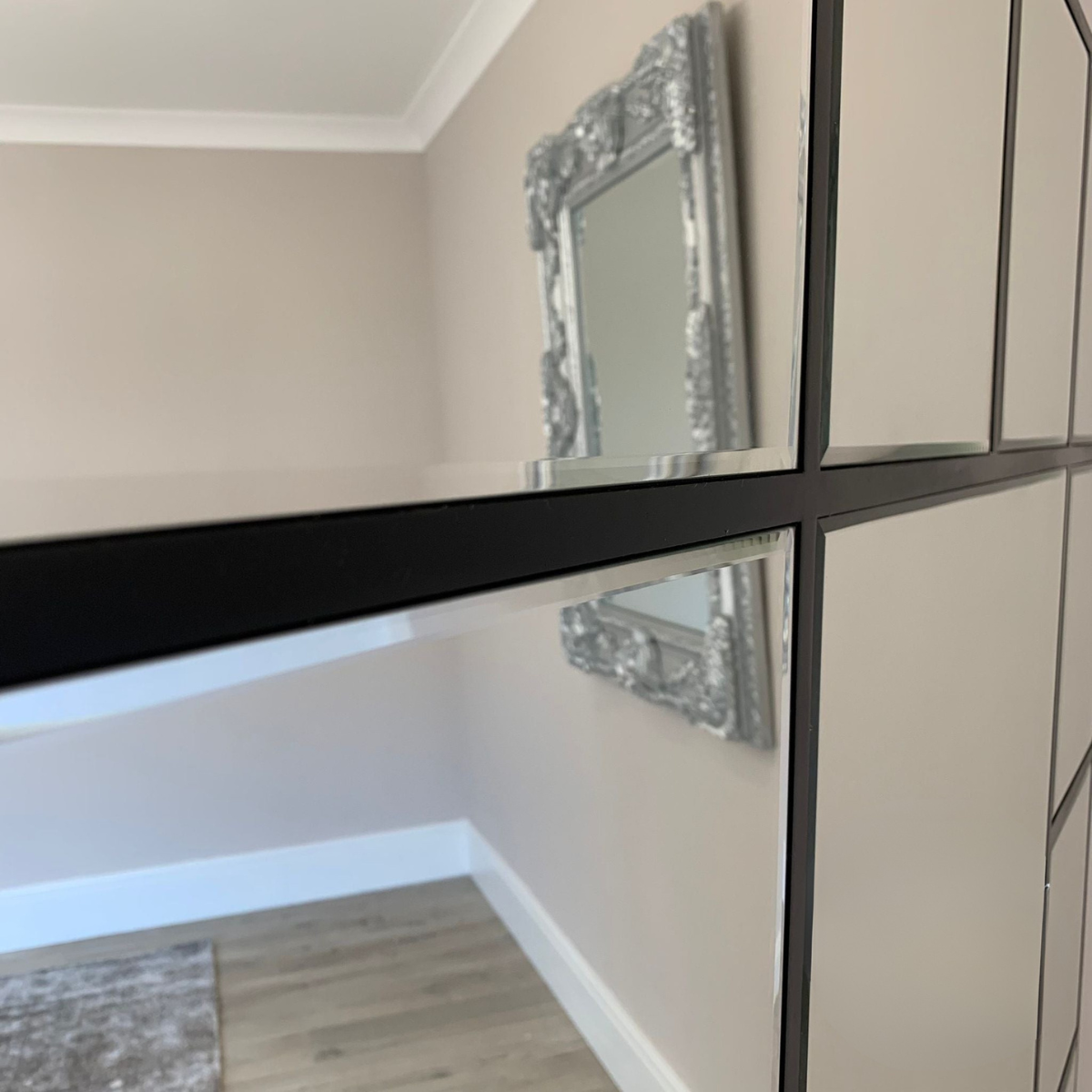 Extra Large Metal Grid Designer Wall Mirror