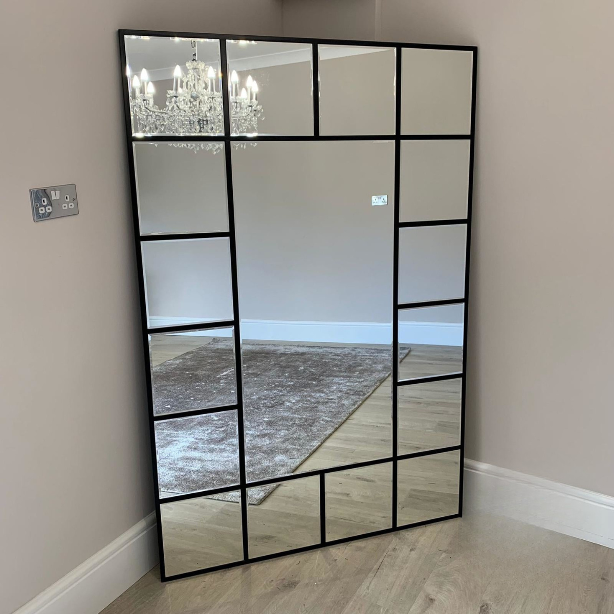 Extra Large Metal Grid Designer Wall Mirror
