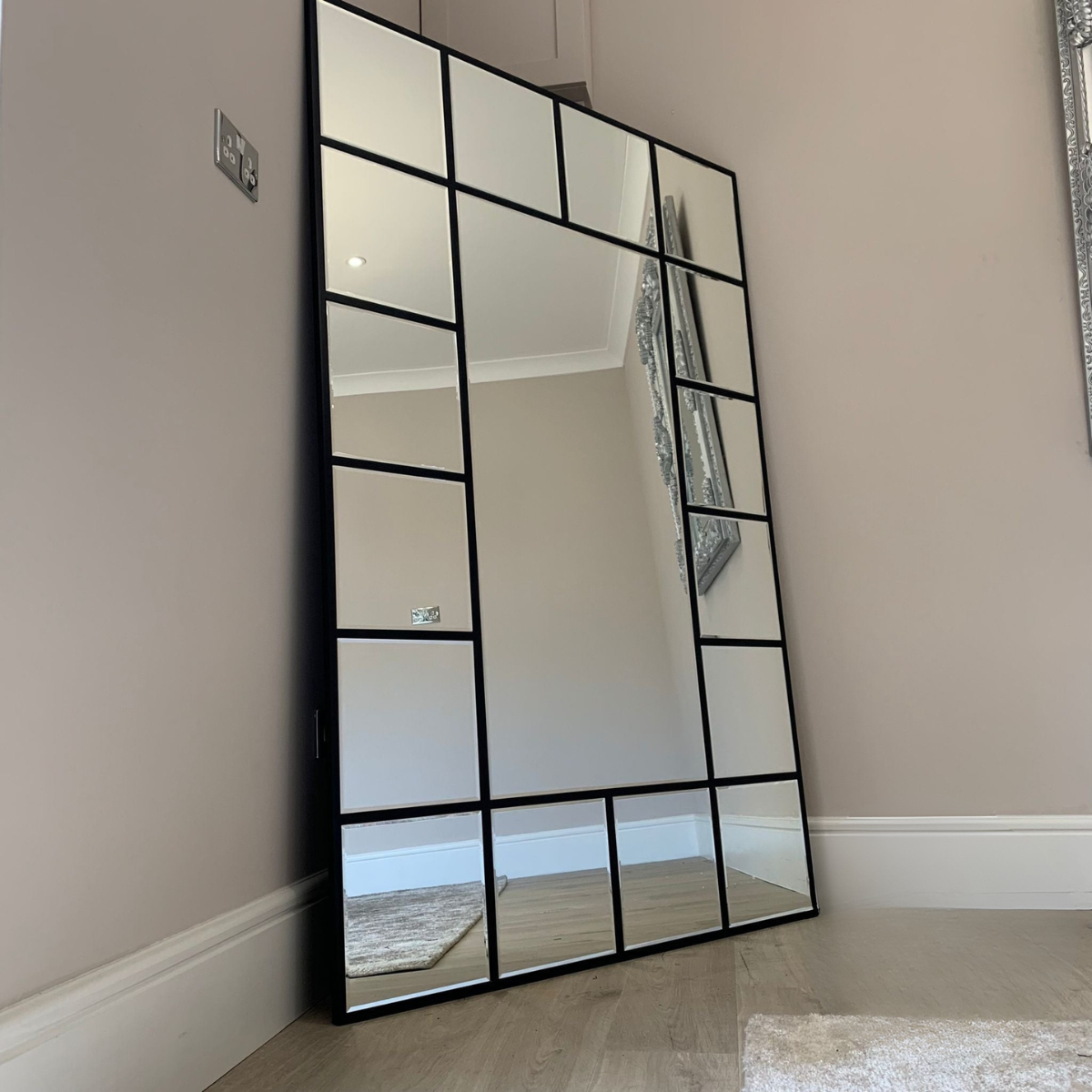 Extra Large Metal Grid Designer Wall Mirror