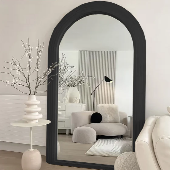 Black Stepped Arch Full Length Mirror