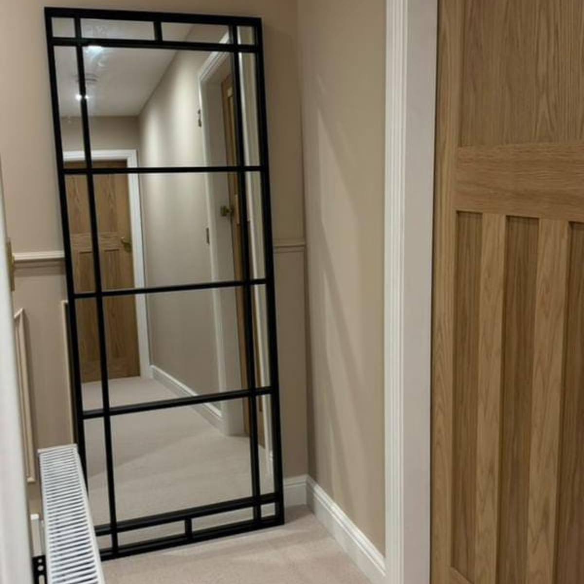 Black Metal Grid Design Full Length Wall Mirror