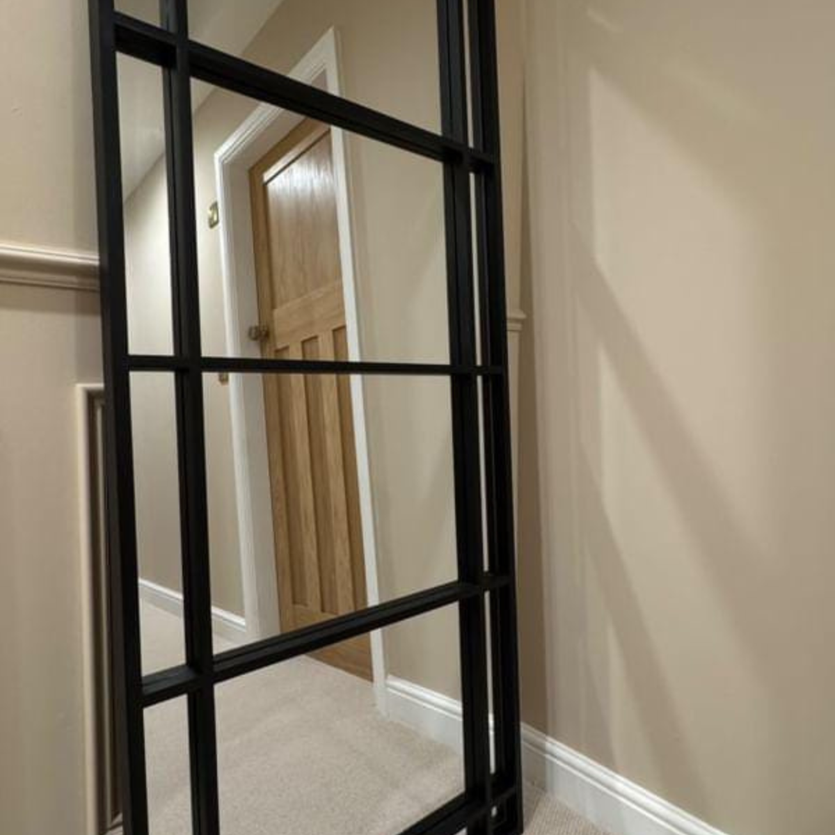 Black Metal Grid Design Full Length Wall Mirror