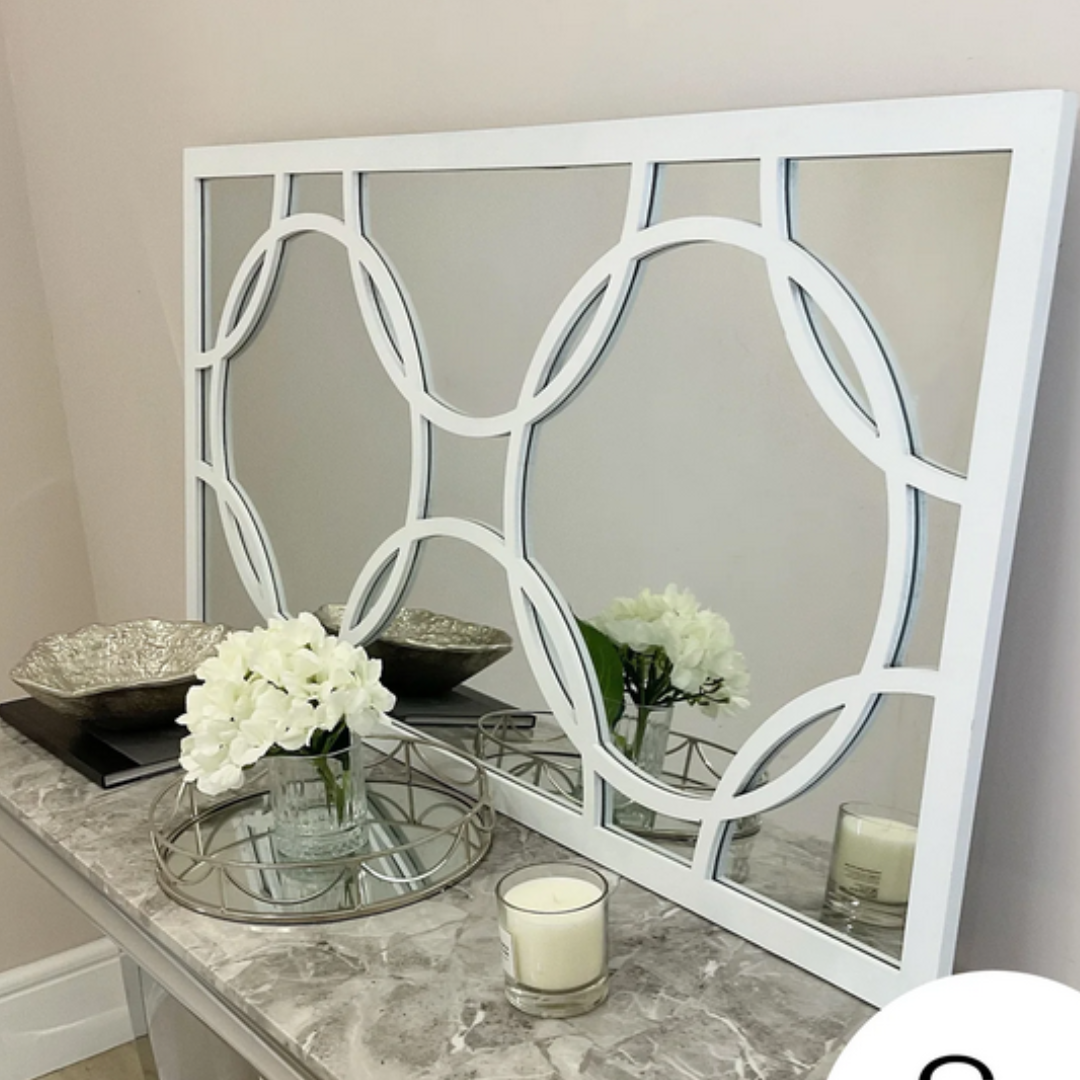 White Trim Rectangular Wall Mirror